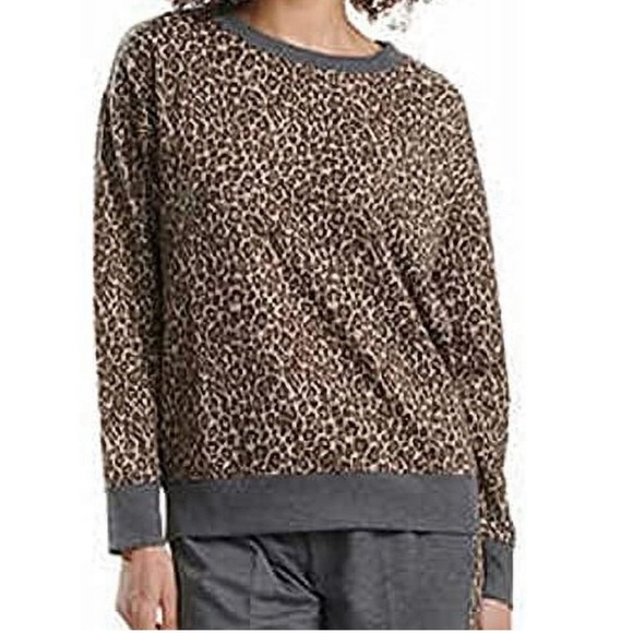 Splendid leopard top NWT size XL‎ cozy lounge sweatshirt top mob wife - Picture 1 of 7